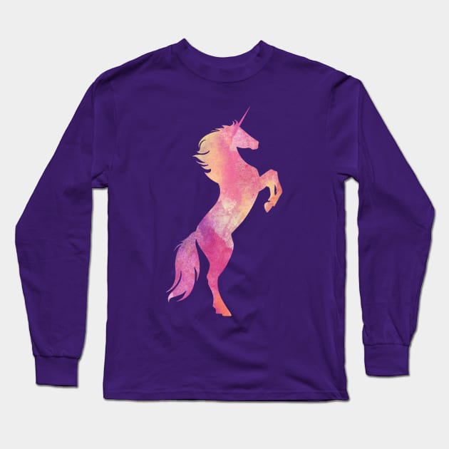 Watercolor Unicorn Long Sleeve T-Shirt by Zap Studios